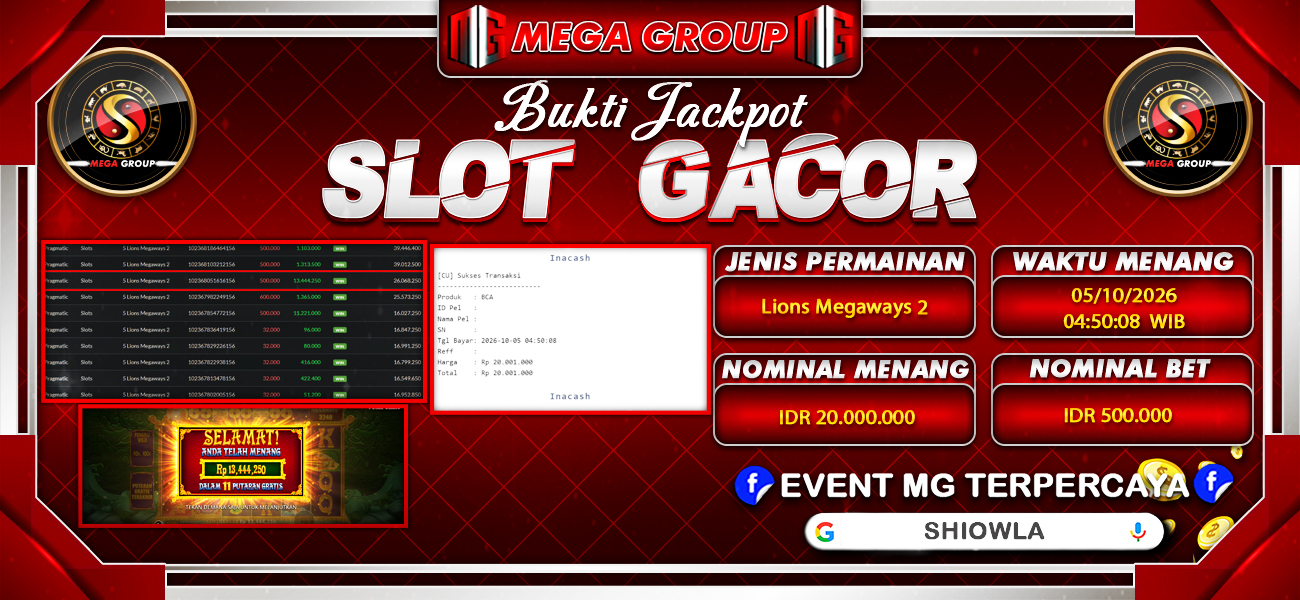 Bukti JP situs Shiowla hari Senin, 05 Oktober 2026