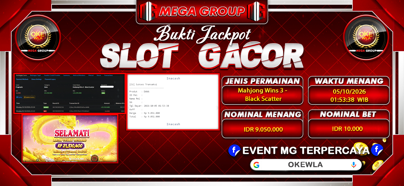 Bukti JP situs Okewla hari Senin, 05 Oktober 2026