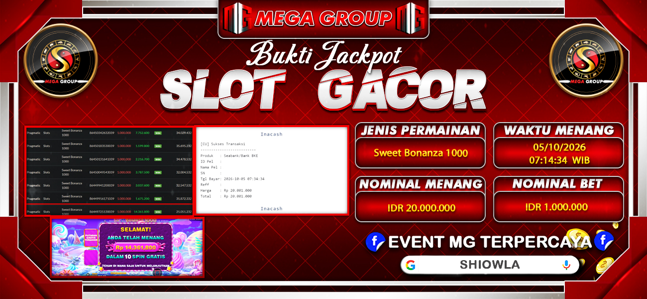 Bukti JP situs Shiowla hari Senin, 05 Oktober 2026
